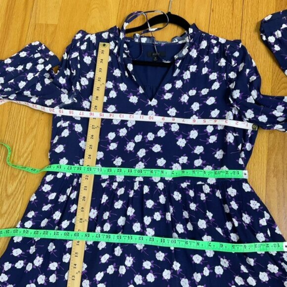 J. Crew Dress Floral Tie Front Blue Purple 2020 (M) - Picture 11 of 11